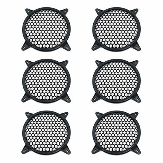 Picture of Geesatis 6 pcs Subwoofer Grill Cover Speaker Decorative Circle Cover Woofer Grill 6 inches Mesh Protector for Car Speaker Cover, with Mounting Screws