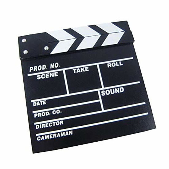 Picture of Clapper Board Odowalker Black Clapperboard Clap-Stick Dry Erase Cut Action Scene for Hollywood Camera Film Studio Home Movie Video 7.87x7.87 inch