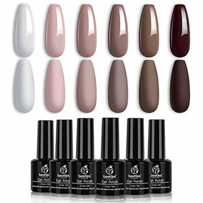 Picture of Beetles Gel Nail Polish Set, Coffee Cafe Collection Brown Neutral Beige Mauve Color Perfect for Autumn and Winter Nail Art Manicure Kit Soak Off LED Gel, 7.3ml Each Bottle Christmas Gifts Set