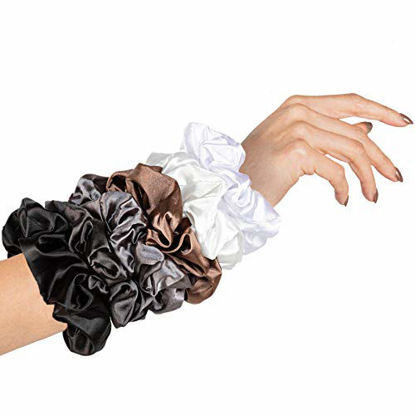 Picture of HARLOW Designer Silk Scrunchies for hair, Big Scrunchies Satin Packs for VSCO stuff, Hair Scrunchies - 6 Pack (Luxe)