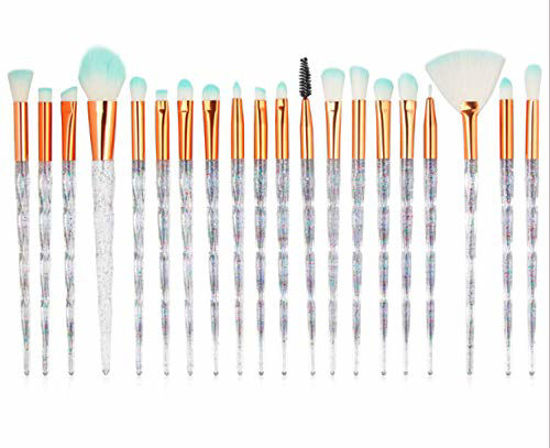 Picture of Kolight 20pcs Cosmetic Makeup Brushes Set Eyeshadow Lip Brush for Beautiful Female (transparent glitter)