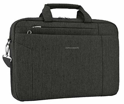 Picture of KROSER Laptop Bag 15.6 Inch Briefcase Shoulder Bag Water Repellent Laptop Bag Satchel Tablet Bussiness Carrying Handbag Laptop Sleeve for Women and Men-Charcoal Black