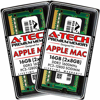 Picture of A-Tech 16GB (2x8GB) PC3-12800 DDR3 1600MHz RAM for Apple MacBook Pro (Mid 2012), iMac (Late 2012, Early/Late 2013, Late 2014, Mid 2015), Mac Mini (Late 2012) | 204-Pin SODIMM Memory Upgrade Kit