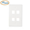 Picture of Cable Matters 10-Pack Low Profile 4-Port Cat5e, Cat6 Keystone Jack Wall Plate in White