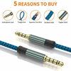 Picture of AUX Cable, [5ft / 2 Pack- Copper Shell, Hi-Fi Sound] 3.5mm 1/8" Auxiliary 4 pole stereo Audio Nylon Braided Aux Cord Compatible Car Home Stereos,Speaker,iPhone iPod iPad,Headphones,Sony,Echo Dot(Blue)