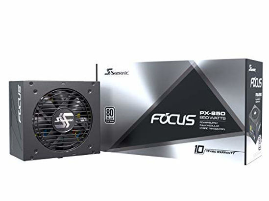 Picture of Seasonic FOCUS PX-850, 850W 80+ Platinum Full-Modular, Fan Control in Fanless, Silent, and Cooling Mode, Perfect Power Supply for Gaming and Various Application, SSR-850PX.