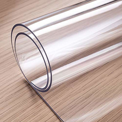 Picture of OstepDecor Custom 2mm Thick 72 x 46 Inch Clear Table Cover Protector, Table Protector for Dining Room Table, Clear Plastic Tablecloth Protector, Clear Table Cloth Table Pad for Kitchen Wood Grain