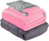 Picture of Quility Weighted Blanket for Adults - Queen Size, 60"x80", 15 lbs - Heavy Heating Blankets for Restlessness - Grey, Pink Cover