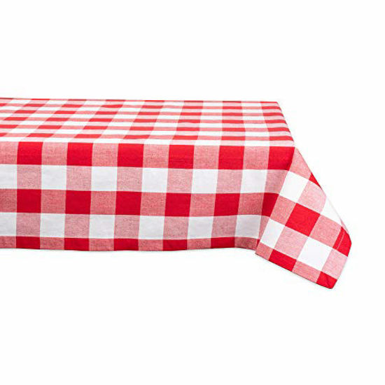 Picture of DII Buffalo Check Collection Classic Tabletop, Tablecloth, 60x84, Red & White