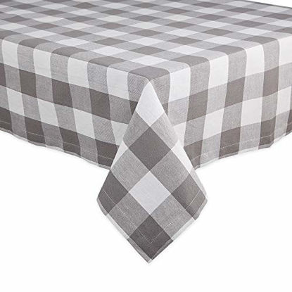 Picture of DII Buffalo Check Collection Classic Tabletop, Tablecloth, 60x84, Gray & White