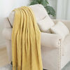 Picture of Bourina Textured Solid Soft Sofa Throw Couch Cover Knitted Decorative Blanket, Mustard, 60"x80"