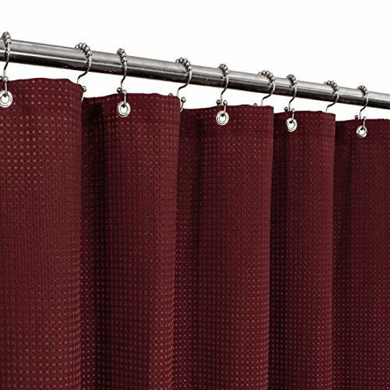 Picture of Waffle Weave Shower Curtain Hotel Luxury Spa, 230 GSM Heavy Duty Fabric & No Blowing, Water Repellent and Machine Washable - Red Rio, 71"x72"