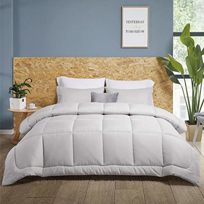 Picture of Bedsure Gray Comforter Full Duvet Insert - Quilted Bedding Comforters for Full Bed with Corner Tabs