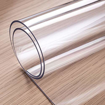 Picture of OstepDecor Custom 2mm Thick 84 x 36 Inch Clear Table Cover Protector, Table Protector for Dining Room Table, Clear Plastic Tablecloth Protector, Clear Table Cloth Table Pad for Kitchen Wood Grain