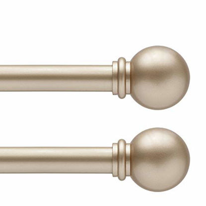 Picture of Kenney Chelsea Standard Decorative Window Curtain Rod, 28-48", Soft Brass, 2 Pack
