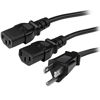 Picture of StarTech.com 10 ft Computer Power Cord - NEMA 5-15P to 2x C13 - C13 Y-Cable - Power Cord Y Splitter Cable - Power 2 monitors at once (PXT101Y10), black