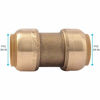 Picture of SharkBite U016LFA4 Straight Coupling Plumbing 3/4 Inch, PEX Fittings, Push-to-Connect, Coupler, Copper, CPVC, 4 count, Brass