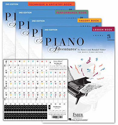 Picture of Piano Adventures Level 2A Learning Library Set By Nancy Faber - Lesson, Theory, Performance, Technique & Artistry Books & Juliet Music Piano Keys 88/61/54/49 Full Set Removable Sticker