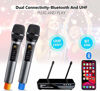 Picture of Wireless Microphone with Echo, Treble, Bass & Bluetooth, UHF Portable Dual Handheld Wireless Karaoke Dynamic Microphone System, 160 FT Range, for Karaoke Machine, Singing, Wedding, Amp, PA System