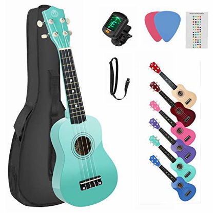 Picture of High Gloss Soprano Basswood Ukulele 21inch Starter Kit for Beginner with Gig Bag, Kids Ukulele Uke Hawaii Mini Guitar for Kids Adults and Beginners