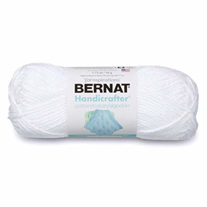 Picture of Bernat Handicrafter Cotton Solids Yarn, 1.75 oz, Gauge 4 Medium, 100% Cotton, White