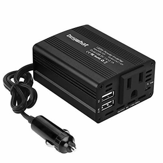  150W Power Inverter 12V DC to 110V AC Car Plug Adapter Outlet  Converter with 3.1A Dual USB AC car Charger for Laptop Computer Black :  Automotive