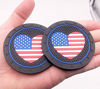 Picture of 2pcs Good-Looking Heart-Shaped American Flag Badge Cup Holder Coasters Car Accessories, Fit Jeep BMW Toyota Mercedes Benz Chrysler Audi Lexus Honda RAM Dodge VW Nissan Cadillac All Car Cup Holder