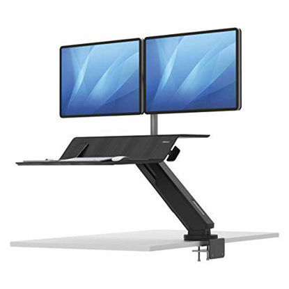 Picture of Fellowes 8081601 Lotus Rt Sit-Stand Workstation Black Dual - for Workstation - Black Dual