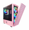 Picture of Apevia Predator-PK Mid Tower Gaming Case with 1 x Tempered Glass Panel, Top USB3.0/USB2.0/Audio Ports, 4 x RGB Fans, Pink Frame