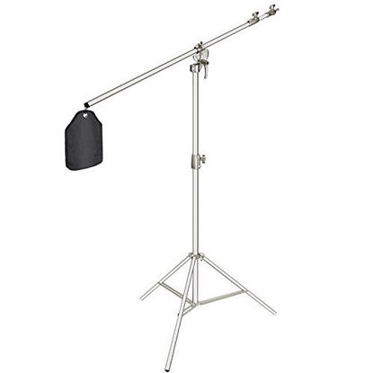 Picture of Neewer Photo Studio 2-in-1 Light Stand 48.4-151.5 inches Adjustable Height with 85-inch Boom Arm and Sandbag,Aluminum Alloy,for Supporting Umbrella Softbox Flash for Portrait Video Photography(Silver)