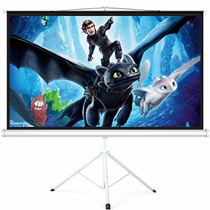 Picture of PERLESMITH Projector Screen with Stand 100 Inch 4K Ultra HD 16:9 Portable Outdoor Indoor Movie 3D Widescreen with Foldable Tripod Retractable Screen for Home Theater, Gaming, Office