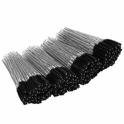 Picture of Tifanso 200PCS Eyelash Brush Disposable Mascara Brush Wand for Lashes Spoolie brushes Eyebrow Spoolie Eyelash Extension Supplies (Black)