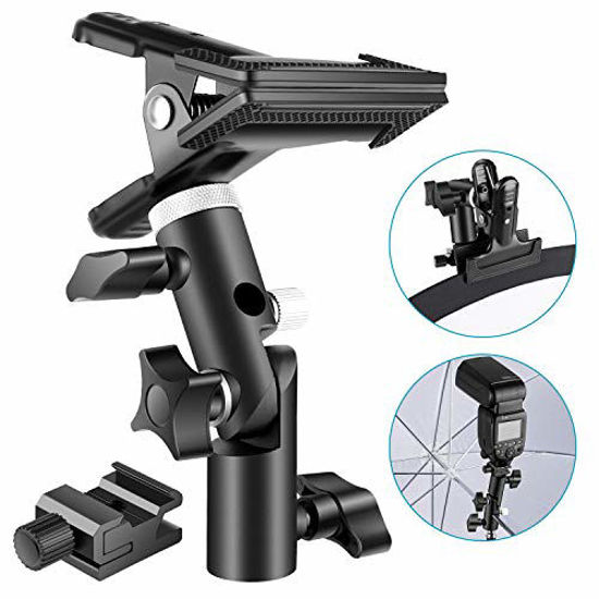 Picture of Neewer Photo Studio Heavy Duty Metal Clamp Holder and Cold Shoe Adapter for Clamping Reflector or Mounting Speedlite Flash and Umbrella on Light Stand