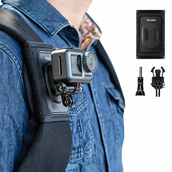 Picture of TELESIN Bag Backpack Shoulder Strap Mount with Adjustable Shoulder Pad and J Hook, Strap Holder Attachment System for GoPro Hero 8 Hero 7 Hero 6 5 4 3, Session, Osmo Action, Insta 360 Camera