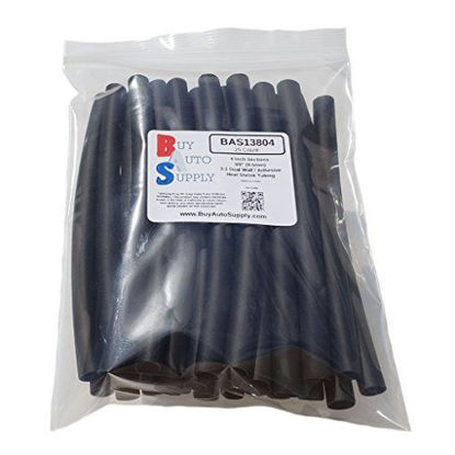 Picture of Buy Auto Supply # BAS13804 (25 Count) Black 3:1 Heat Shrink Tubing Dual Wall Adhesive Lined, Automotive & Marine Grade - Size: I.D 3/8" (9.5mm) - 6 Inch Sections