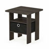 Picture of Furinno End Table Bedroom Night Stand w/Bin Drawer, Dark Brown/Black