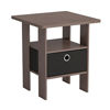 Picture of Furinno End Table Bedroom Night Stand w/Bin Drawer, Dark Brown/Black