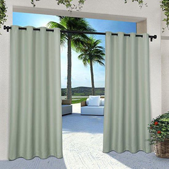 Picture of Exclusive Home Curtains Indoor/Outdoor Solid Cabana Grommet Top Curtain Panel Pair, 54x84, Seafoam, 2 Piece