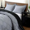 Picture of downluxe Lightweight Solid Comforter Set (Queen) with 2 Pillow Shams - 3-Piece Set - Black and Grey - Down Alternative Reversible Comforter