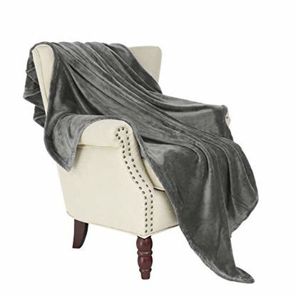 Picture of Exclusivo Mezcla Large Flannel Fleece Velvet Plush Throw Blanket - 50" x 70" (Grey)