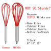 Picture of TEEVEA (Upgraded) 3 Pack Very Sturdy Kitchen Whisk Silicone Balloon Wire Whisk Set Egg Beater Milk Frother Kitchen Utensils Gadgets for Blending Whisking Beating Stirring Red