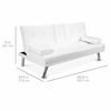 Picture of Best Choice Products Faux Leather Upholstered Modern Convertible Folding Futon Sofa Bed for Compact Living Space, Apartment, Dorm, Bonus Room w/Removable Armrests, Metal Legs, 2 Cupholders - White