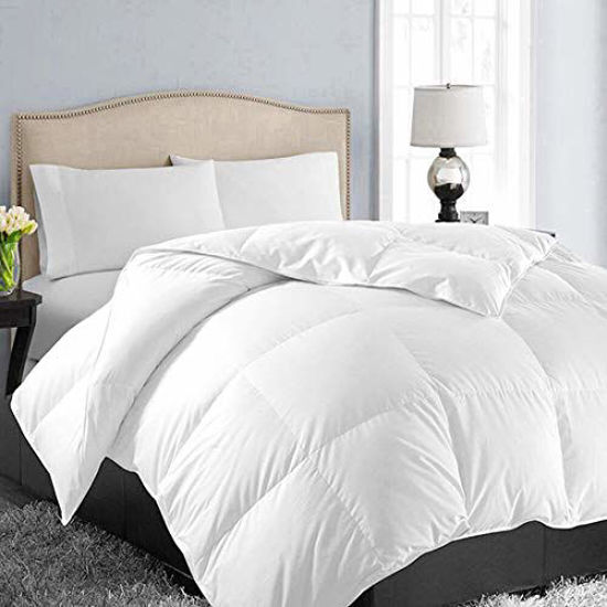 Picture of EASELAND All Season Queen Size Soft Quilted Down Alternative Comforter Hotel Collection Reversible Duvet Insert with Corner Tabs,Winter Warm Fluffy Hypoallergenic,White,88 by 88 Inches