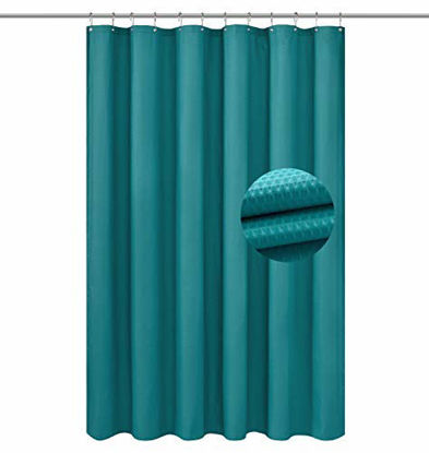 Picture of Barossa Design Soft Microfiber Fabric Shower Liner or Curtain with Embossed Dots, Hotel Quality, Machine Washable, Water Repellent, Turquoise, 70 x 72 inches