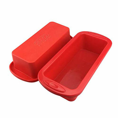 Picture of Silicone Bread and Loaf Pans - Set of 2 - SILIVO Non-Stick Silicone Baking Mold for Homemade Cakes, Breads, Meatloaf and Quiche - 8.9"x3.7"x2.5"