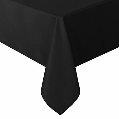Picture of sancua Rectangle Tablecloth - 60 x 84 Inch - Stain and Wrinkle Resistant Washable Polyester Table Cloth, Decorative Fabric Table Cover for Dining Table, Buffet Parties and Camping, Black