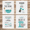 Picture of Teal Blue Retro Vintage Kitchen Wall Art Prints - Set of 4-8x10 UNFRAMED Gray, Teal & White Kitchen Utensil Digital Prints Perfect for Rustic, Modern Farmhouse, Mid-Century,Country Decor.