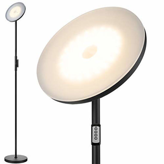 Picture of Floor Lamp,30W/2400LM Sky LED Modern Torchiere 3 Color Temperatures Super Bright Floor Lamps-Tall Standing Pole Light with Remote & Touch Control for Living Room,Bed Room,OfficeBlack