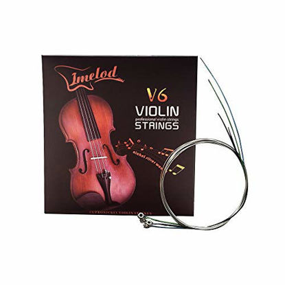 Picture of Imelod Violin strings Universal Full Set (G-D-A-E) violin Fiddle String Strings Steel Core Nickel-silver Wound with Nickel-plated Ball End for 4/4 3/4 1/2 1/4 Violins