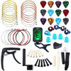 Picture of Auihiay 58 PCS Guitar Accessories Kit Including Guitar Strings, Picks, Capo, Thumb Finger Picks, String Winder, Bridge Pins, Pin Puller, Pick Holder, Finger Protect